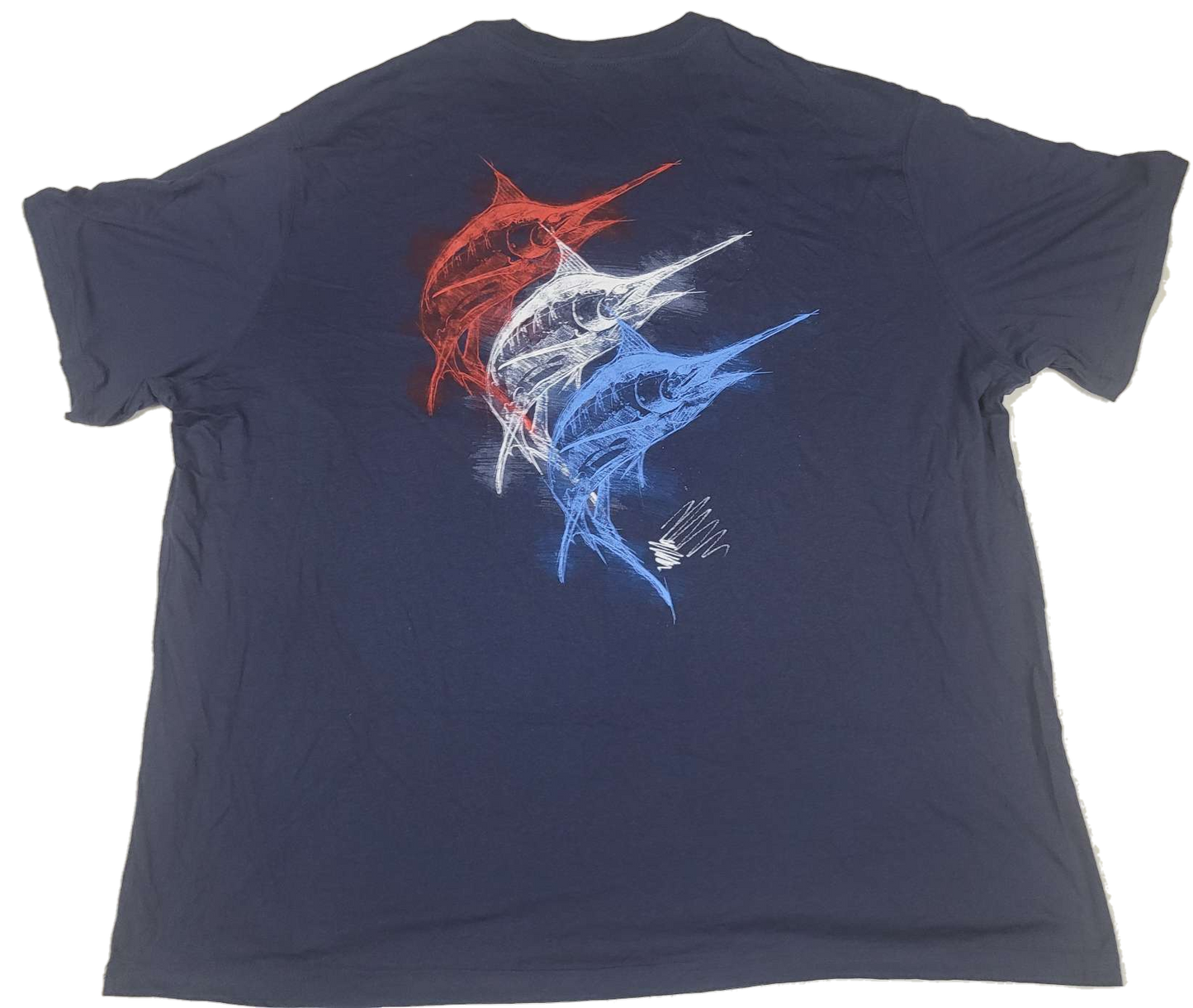 Swordfish Marlin Fishing Mens T-Shirt (Navy)