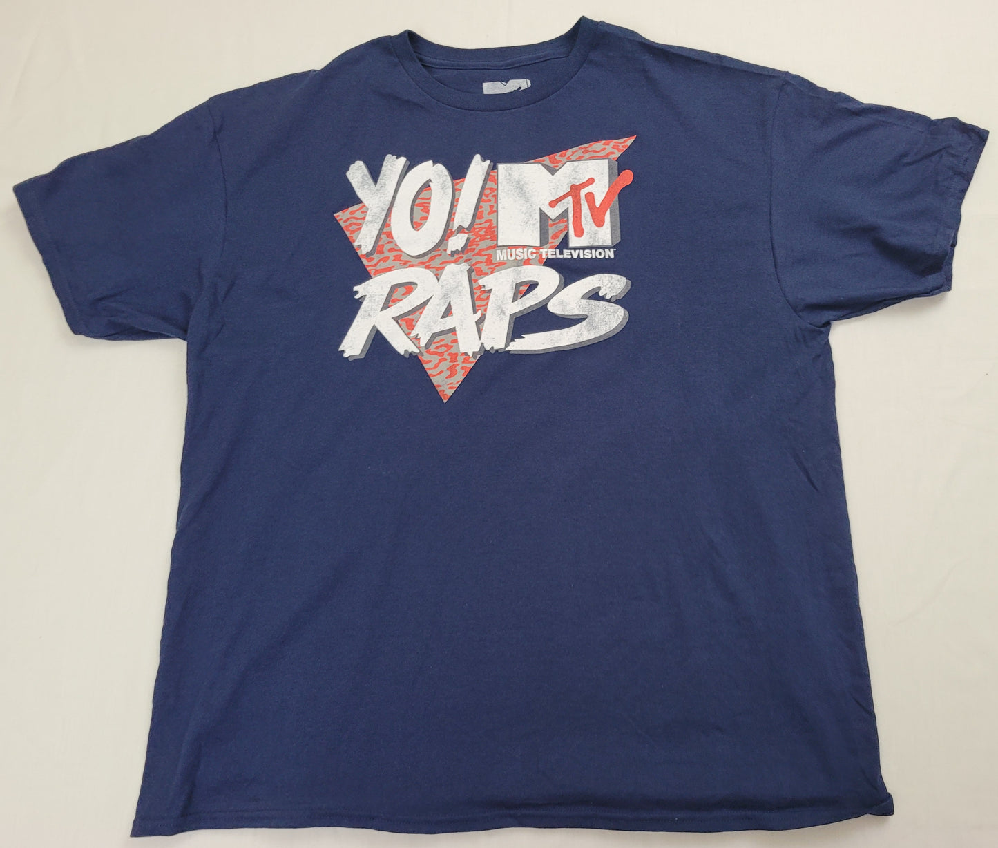 Yo! MTV Raps Music Television Distressed Graphics Mens T-Shirt (Navy)