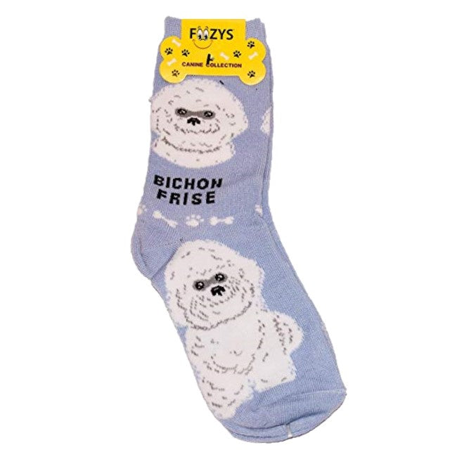 Bichon Frise Foozys Canine Dog Crew Socks