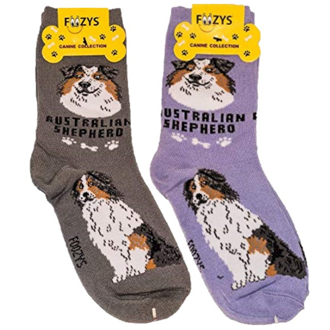 Australian Shepherd Foozys Canine Dog Crew Socks