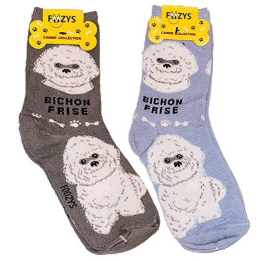 Bichon Frise Foozys Canine Dog Crew Socks