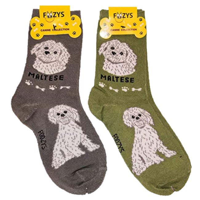 Maltese Foozys Canine Dog Crew Socks