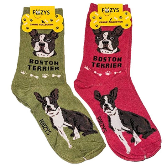 Boston Terrier Foozys Canine Dog Crew Socks