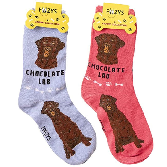 Chocolate Lab Foozys Canine Dog Crew Socks