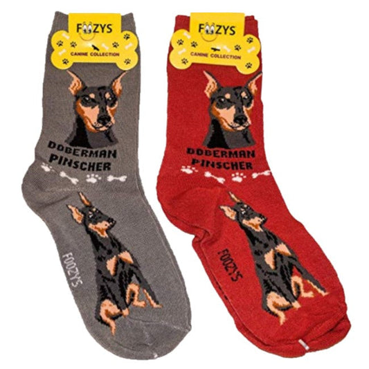 Doberman Pinscher Foozys Canine Dog Crew Socks