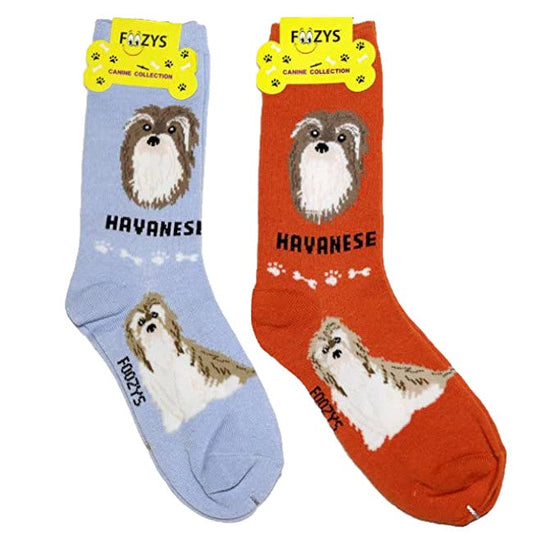 Havanese Foozys Canine Dog Crew Socks