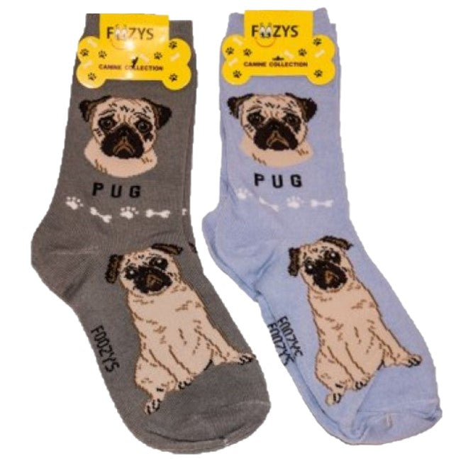 Pug Foozys Canine Dog Crew Socks