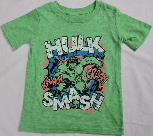 Incredible Hulk Smash Crunch Crash Boys T-Shirt (Green)