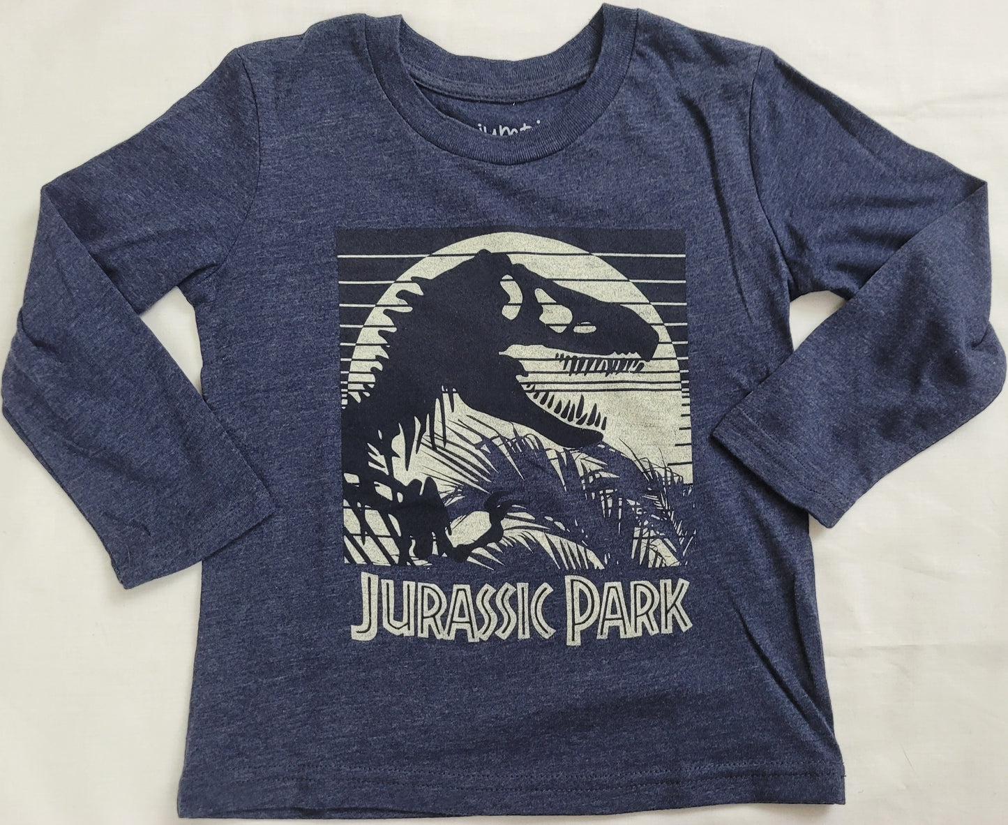 Jurassic Park T-Rex Moon Grass Dinosaur Boys T-Shirt (Grey)