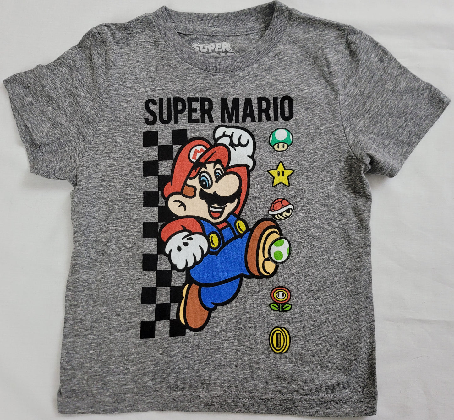 Super Mario Bros Power Up Rewards Boys T-Shirt (Grey)
