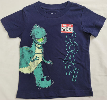 Toy Story 4 Hello My Name is Rex Roar Disney Pixar Boys T-Shirt (Blue)