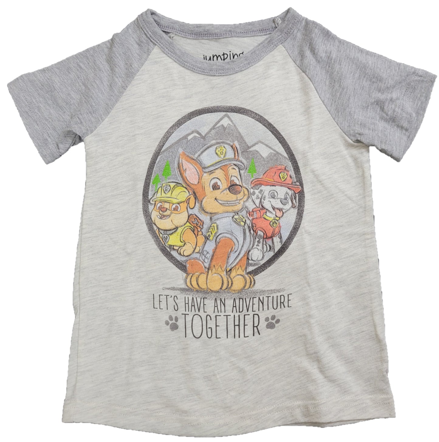 Let's Have An Adventure Together Paw Patrol Boys T-Shirt Nick Jr (Cream)