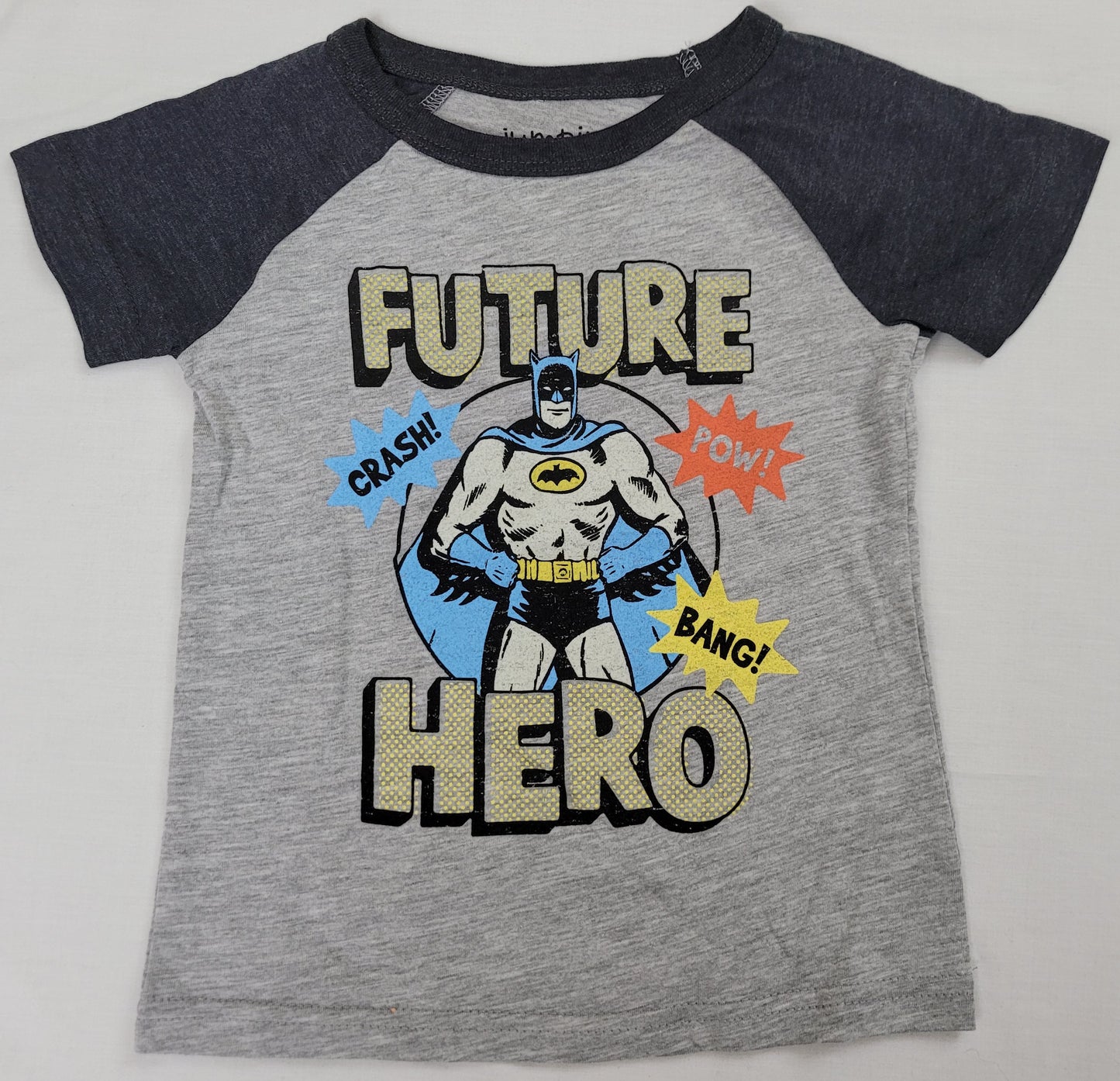 Future Hero Pow Crash Bang Batman DC Comics T-Shirt 4T (Grey)