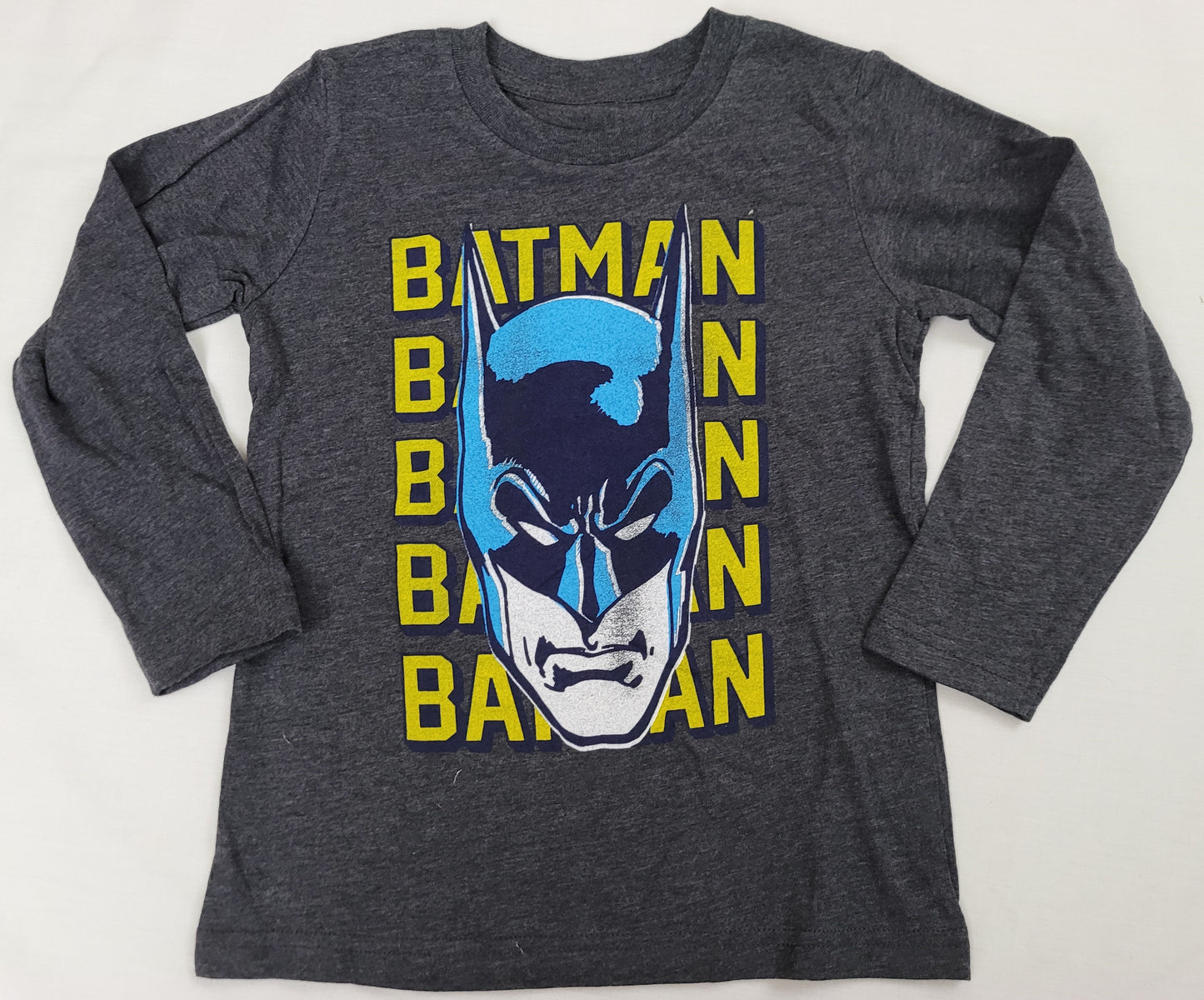 Batman Batman Batman Face Logo DC Comics T-Shirt 4T 5T (Grey)