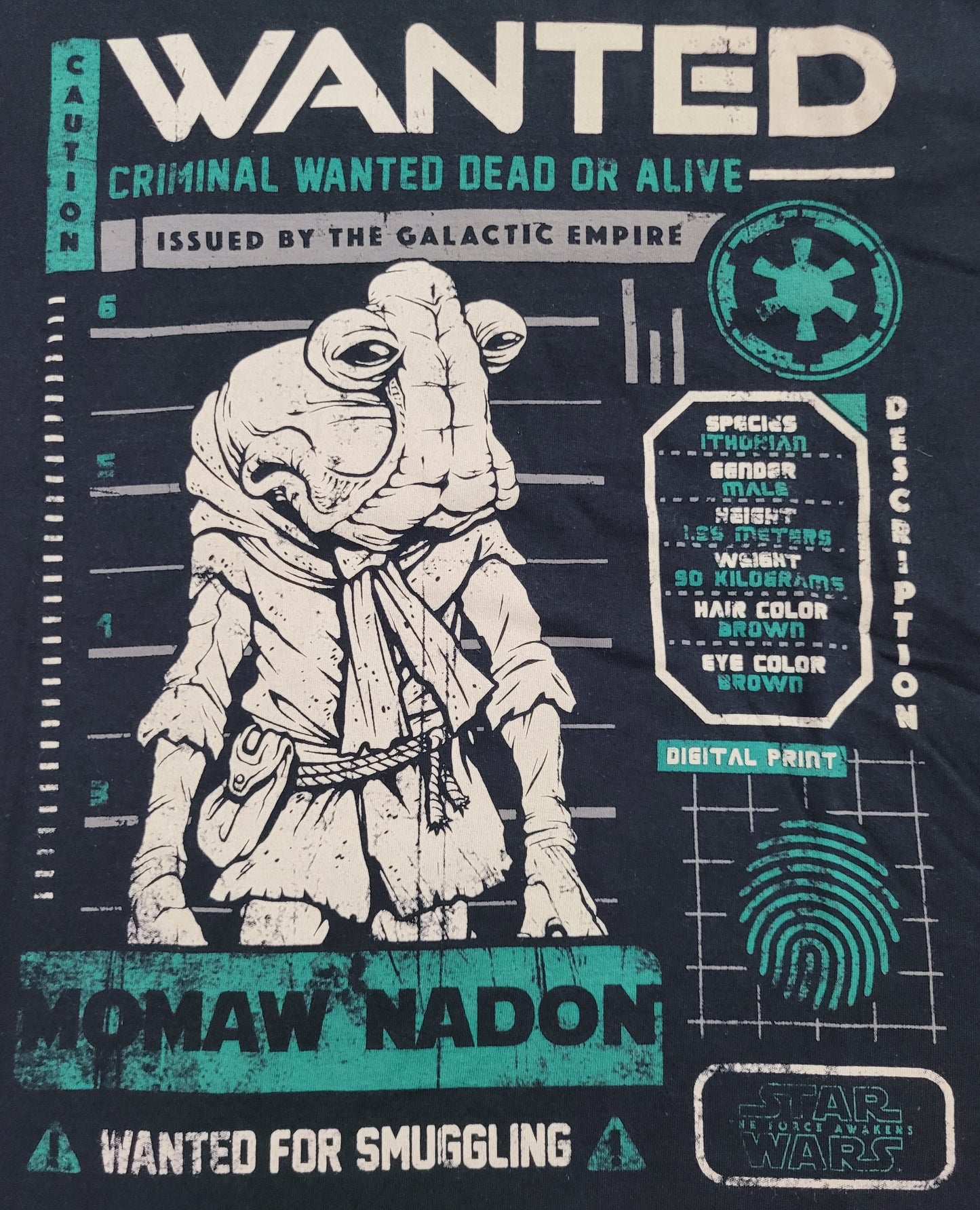 Star Wars Momaw Nadon Smugglers Bounty Wanted Dead or Alive Mens T-Shirt