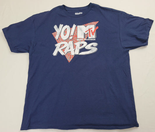 Yo! MTV Raps Music Television Distressed Graphics Mens T-Shirt (Navy)