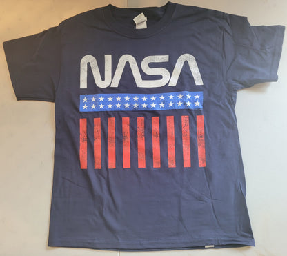 Nasa Stars & Stripes Flag Boys T-Shirt (Navy)