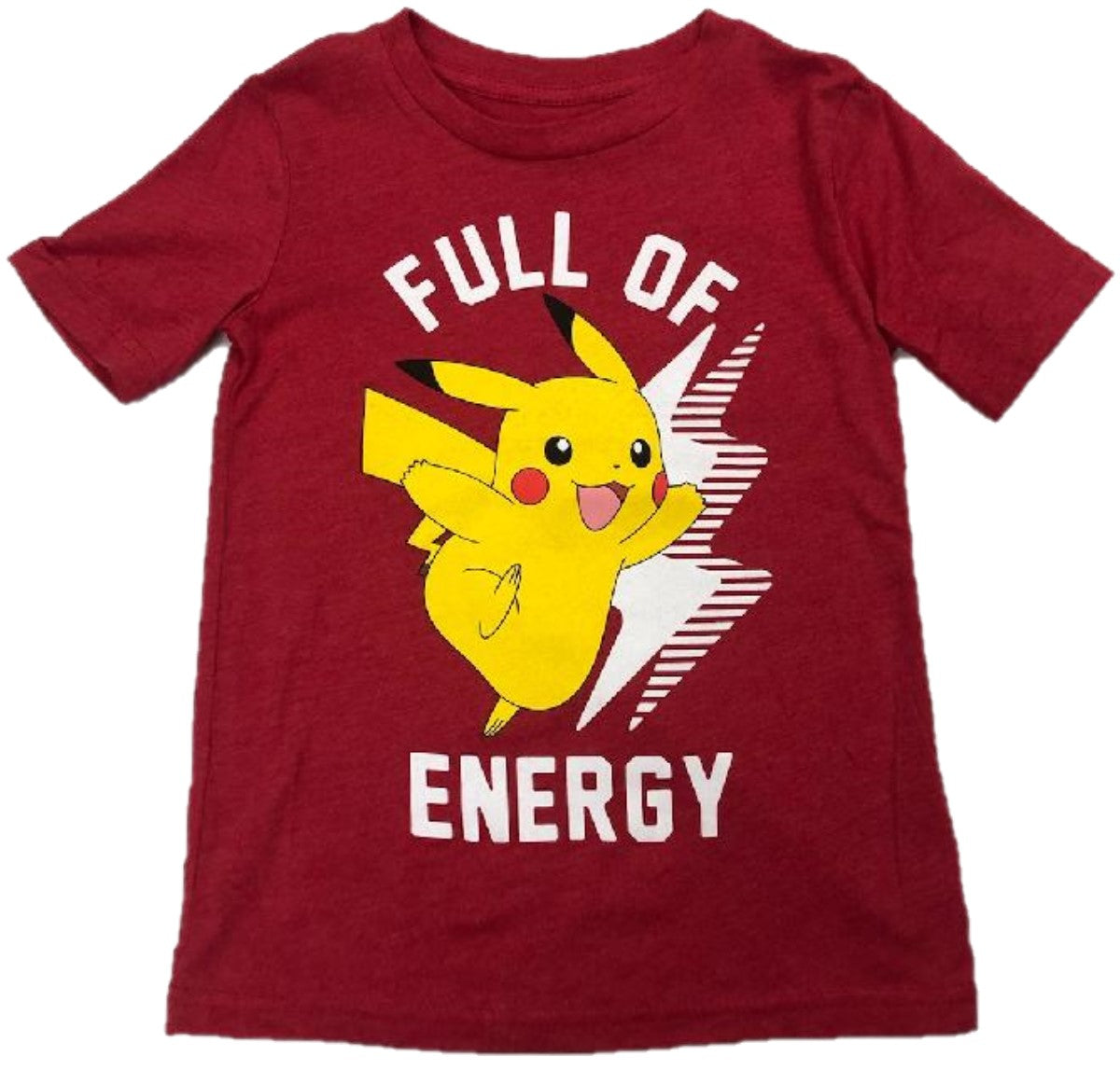 Pikachu Full of Energy Lightening Bolt Boys T-Shirt (Red)