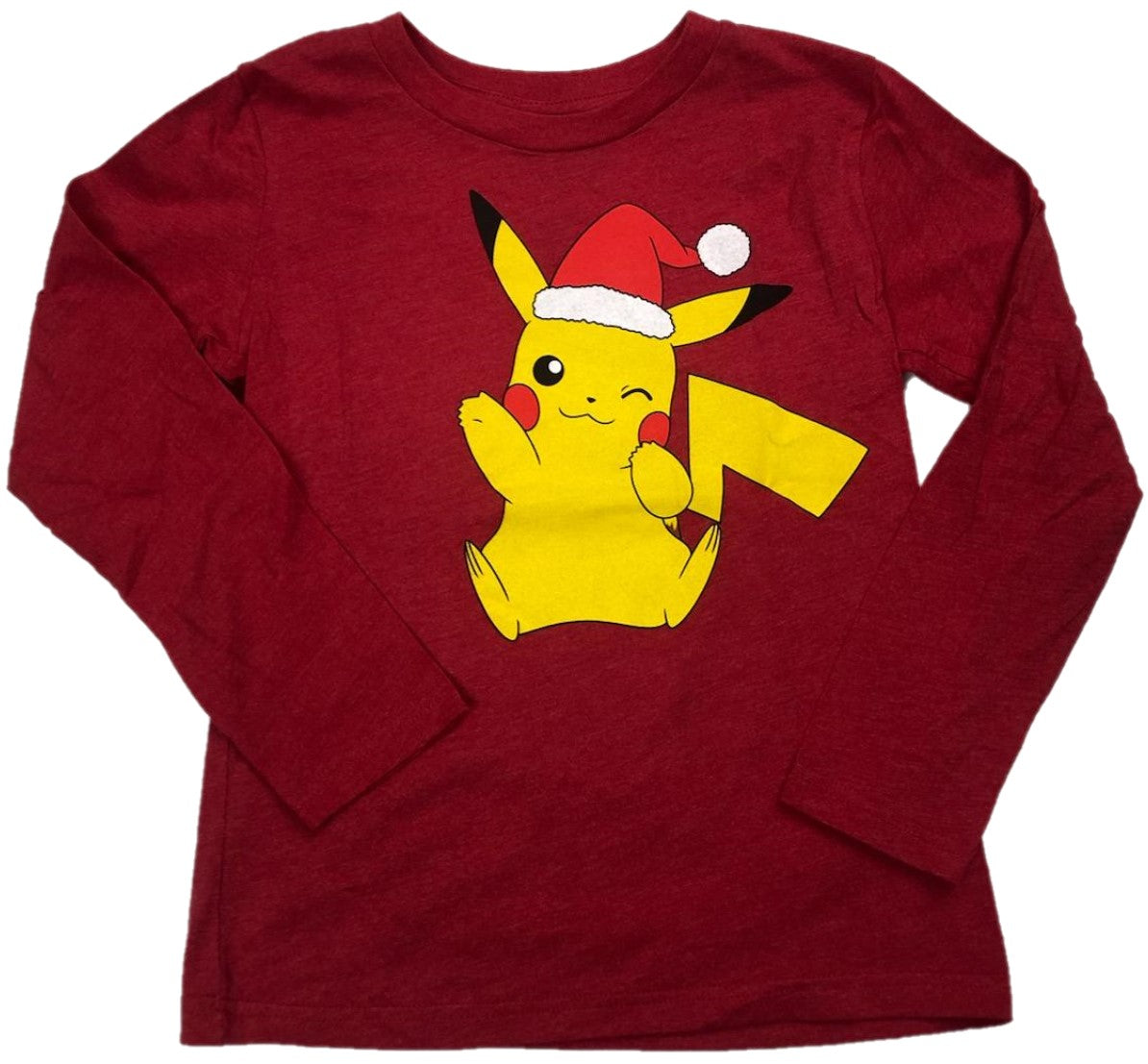 Pikachu Pokemon Santa Hat Boys Long Sleeve T-Shirt