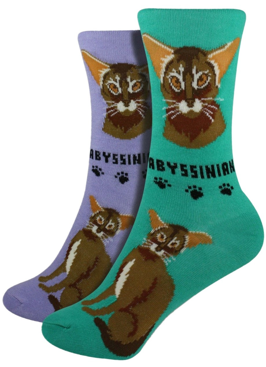 Abyssinian Foozys Feline Cat Crew Socks