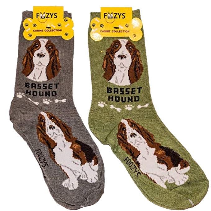 Basset Hound Foozys Canine Dog Crew Socks