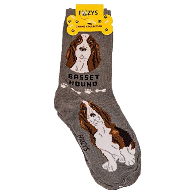 Basset Hound Foozys Canine Dog Crew Socks
