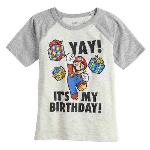 Mario Yay It's My Birthday Mystery Boxes Presents Boys T-Shirt