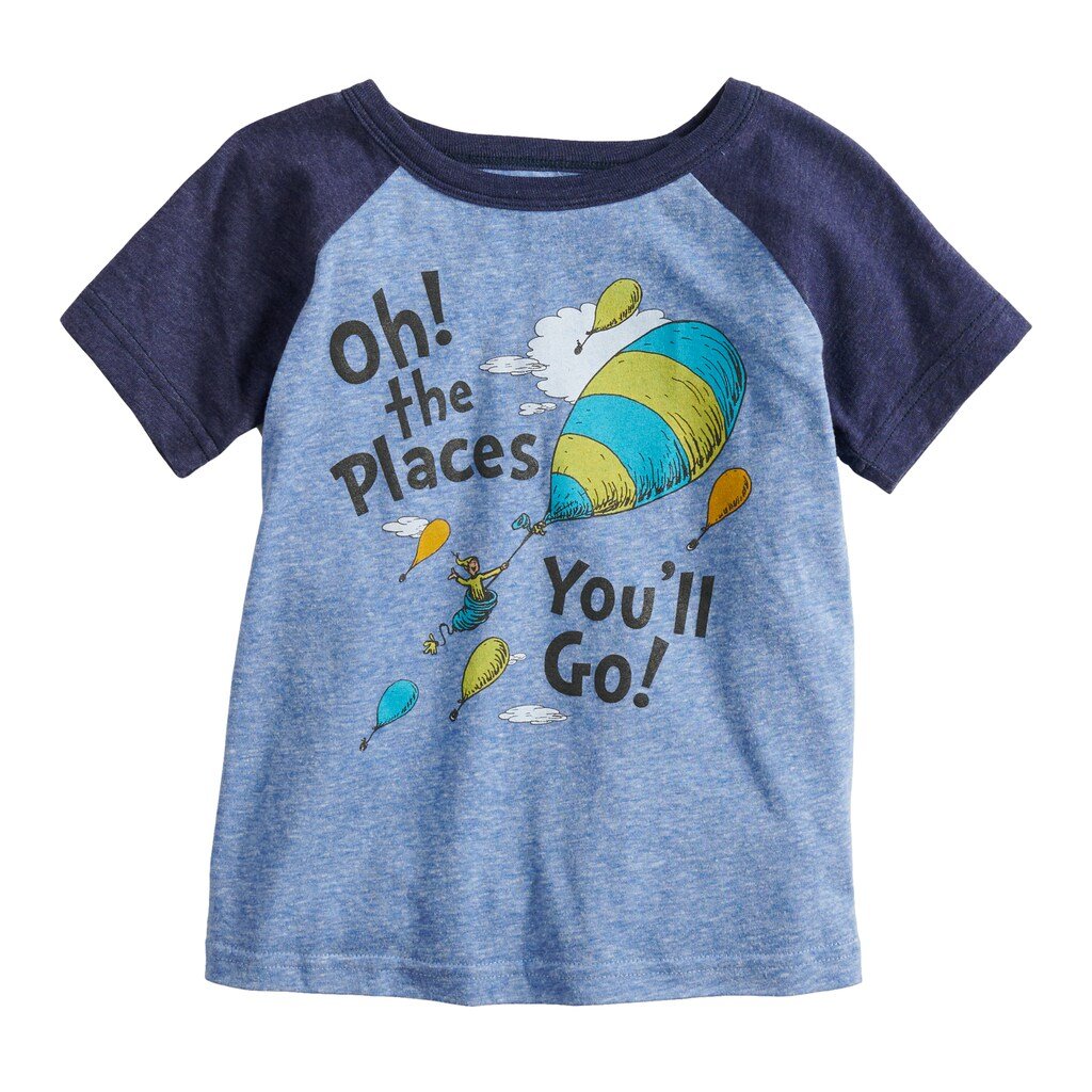 Dr. Seuss Oh! The Places You'll Go! Hot Air Balloons Boys T-Shirt (Blue)