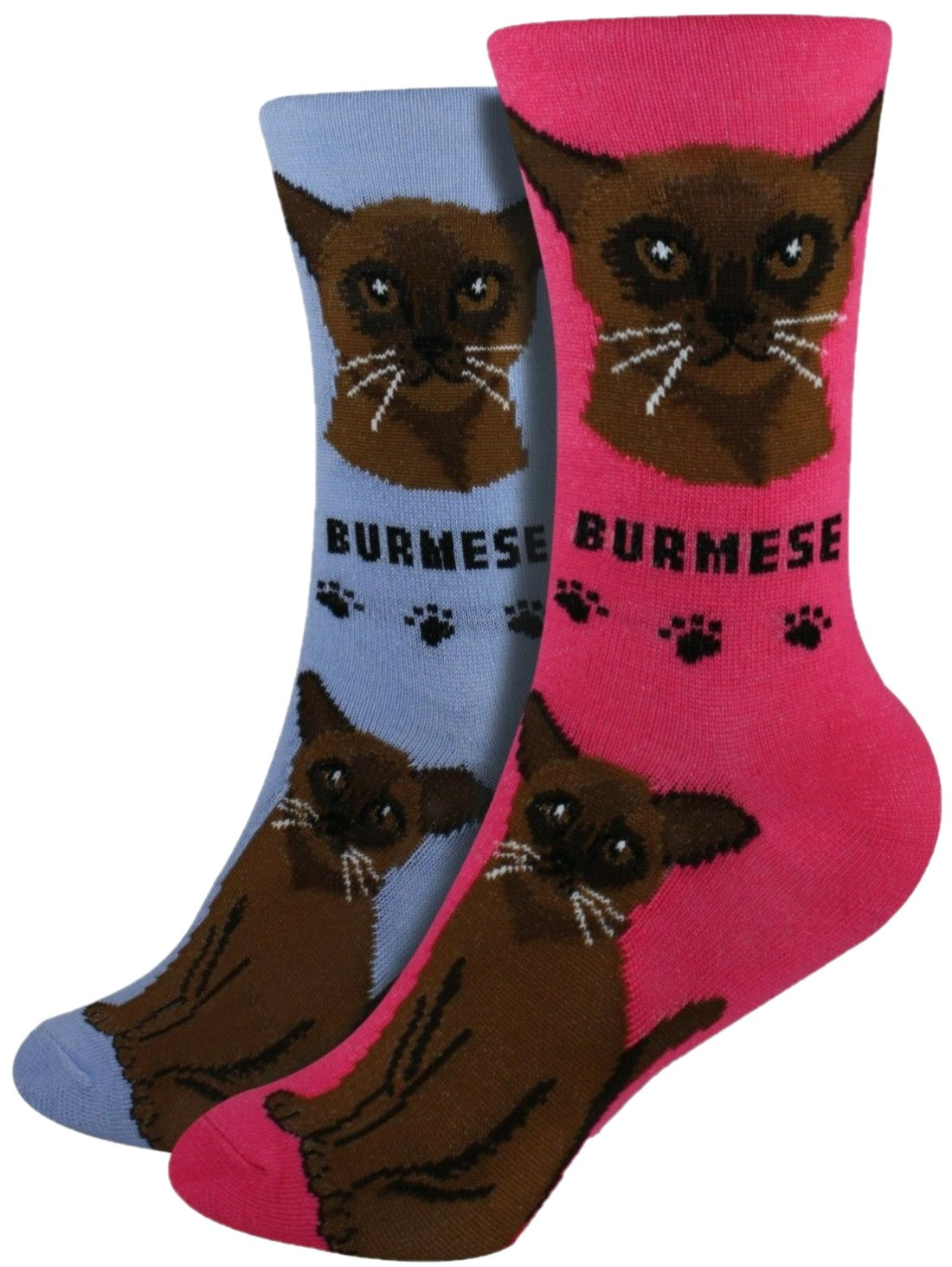 Burmese Foozys Feline Cat Crew Socks