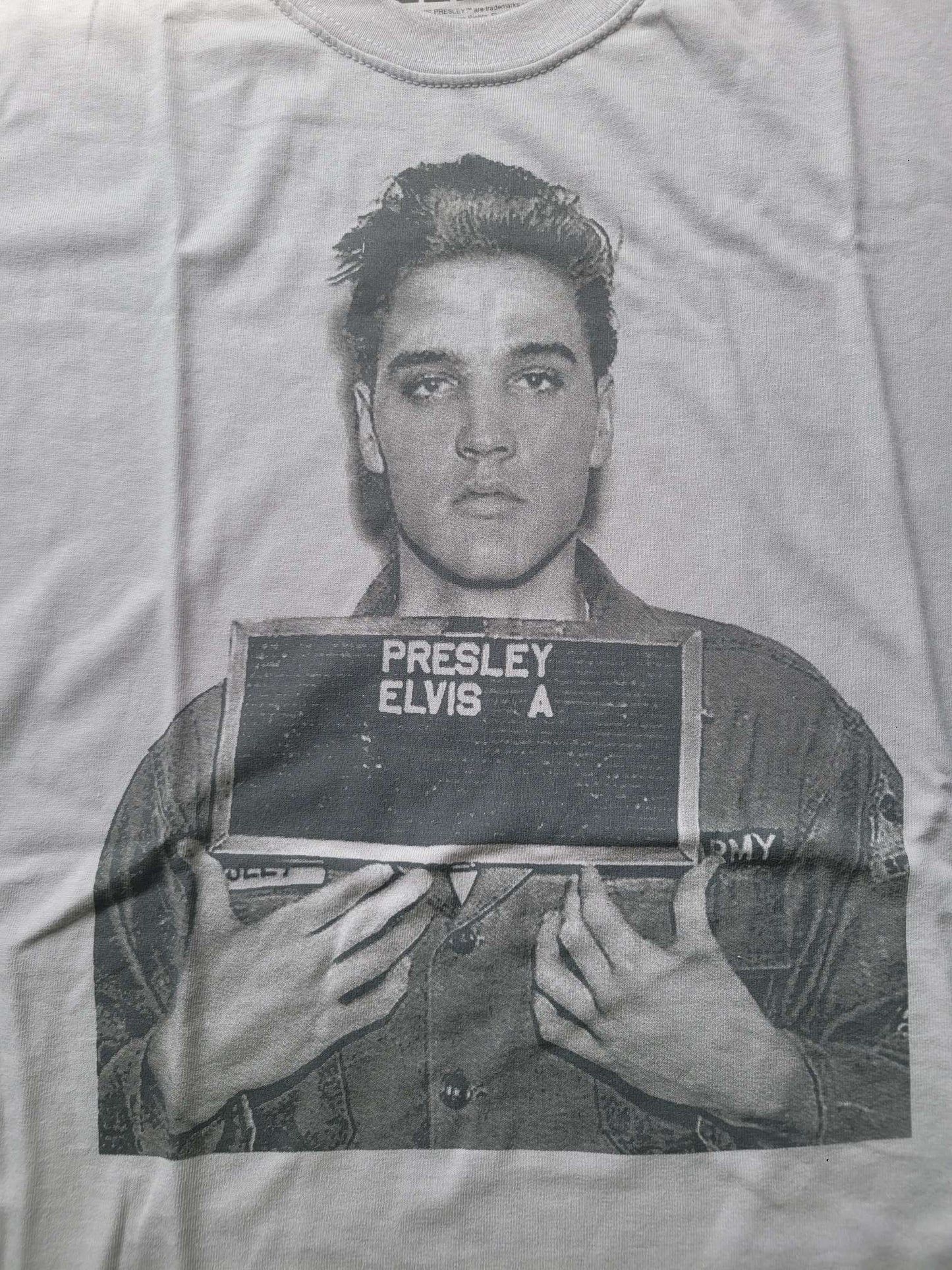 Elvis Presley Army Mugshot Mens Beige T-Shirt