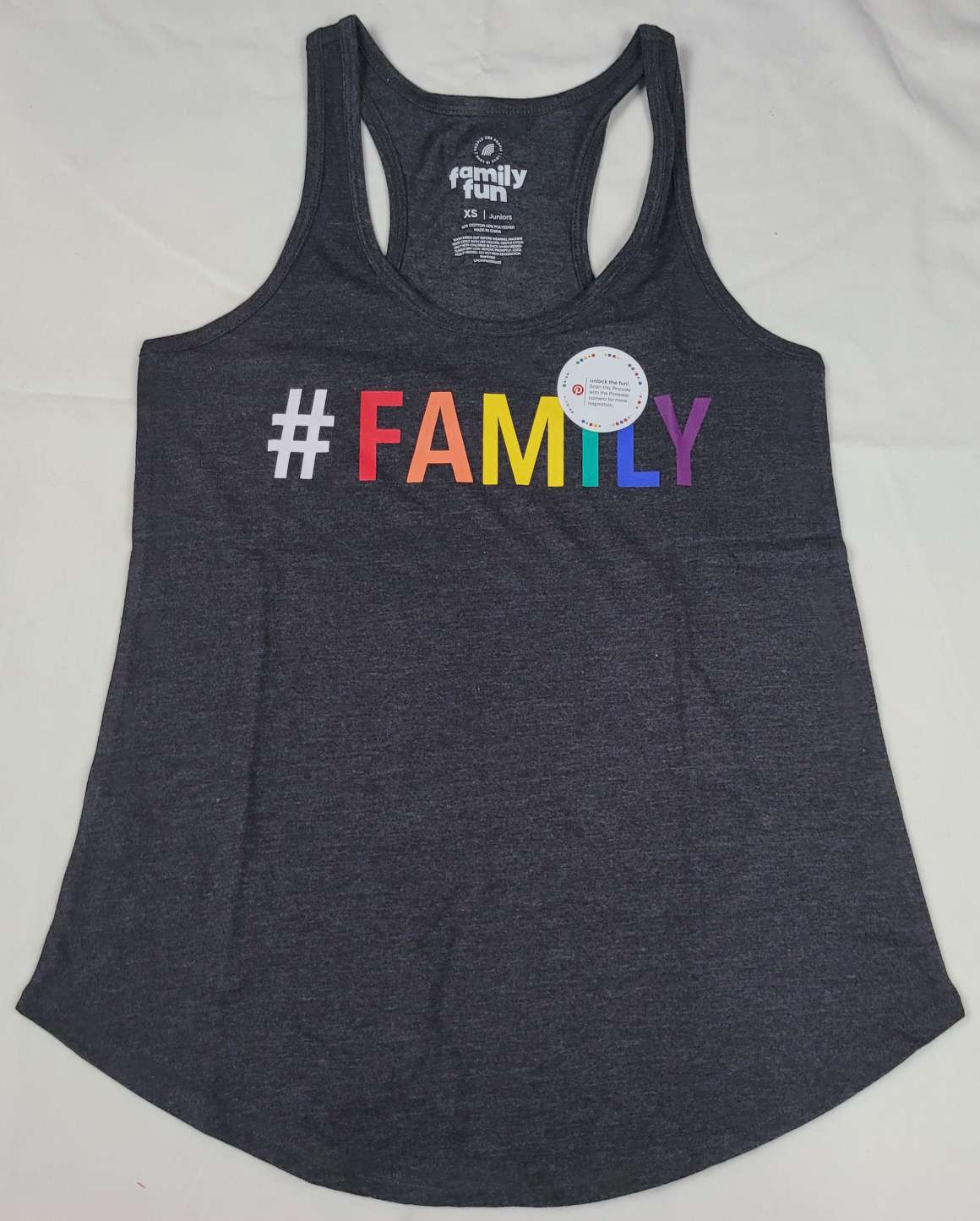 #Family Gay Pride LGBTQ Rainbow Juniors Tank Top T-Shirt (Grey)