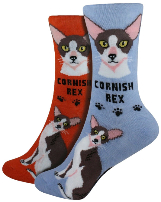 Cornish Rex Foozys Feline Cat Crew Socks