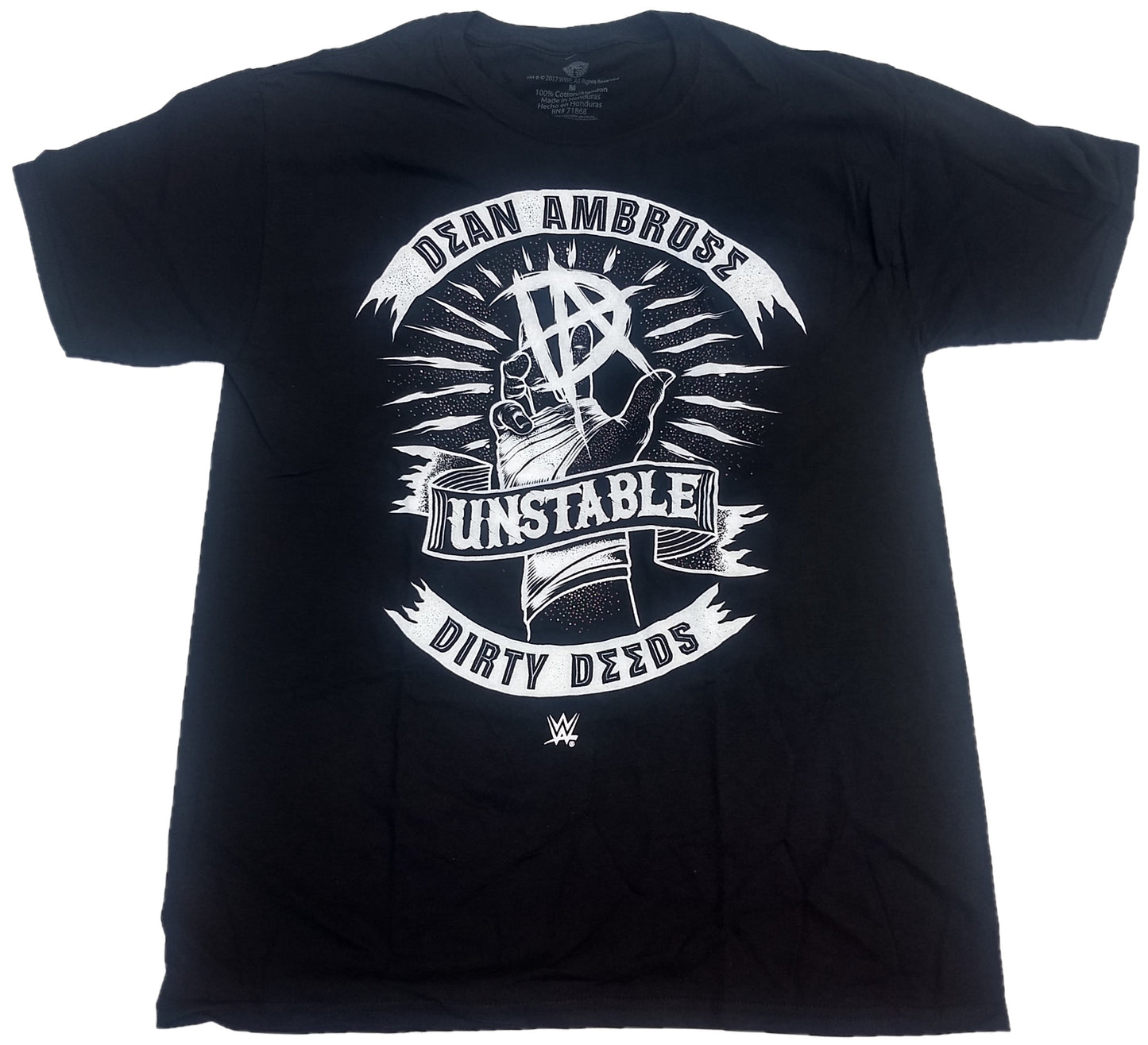 Dean Ambrose Unstable Dirty Deeds WWE Wrestling Mens T-Shirt (Black)
