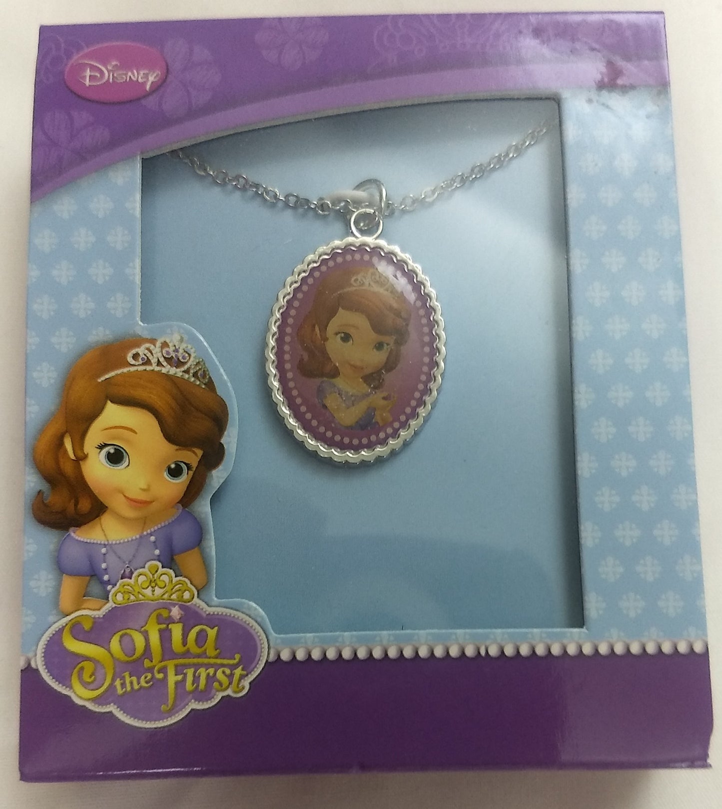Disney Princess Sofia First Oval Pendant Necklace 16" Chain with 2" Extension