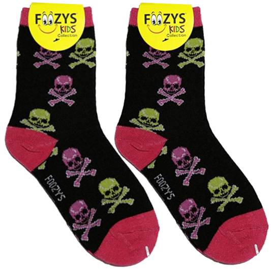 Skulls & Crossbones Foozys Girls Kids Crew Socks