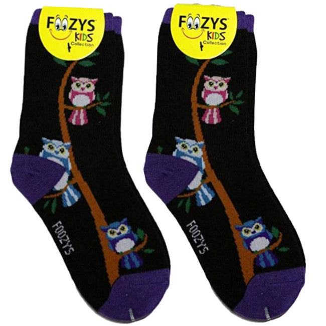 Owls Family Tree Foozys Girls Kids Crew Socks