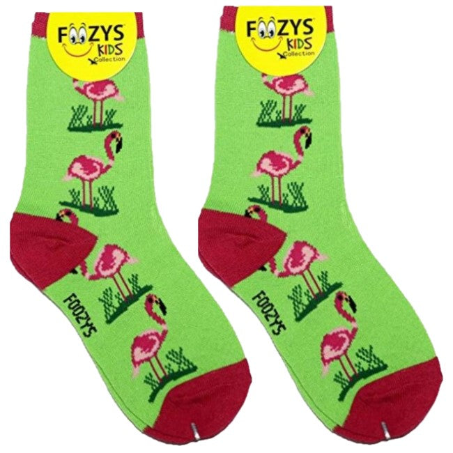 Flamingo Foozys Girls Kids Crew Socks