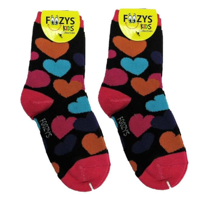 Hearts Foozys Girls Kids Crew Socks
