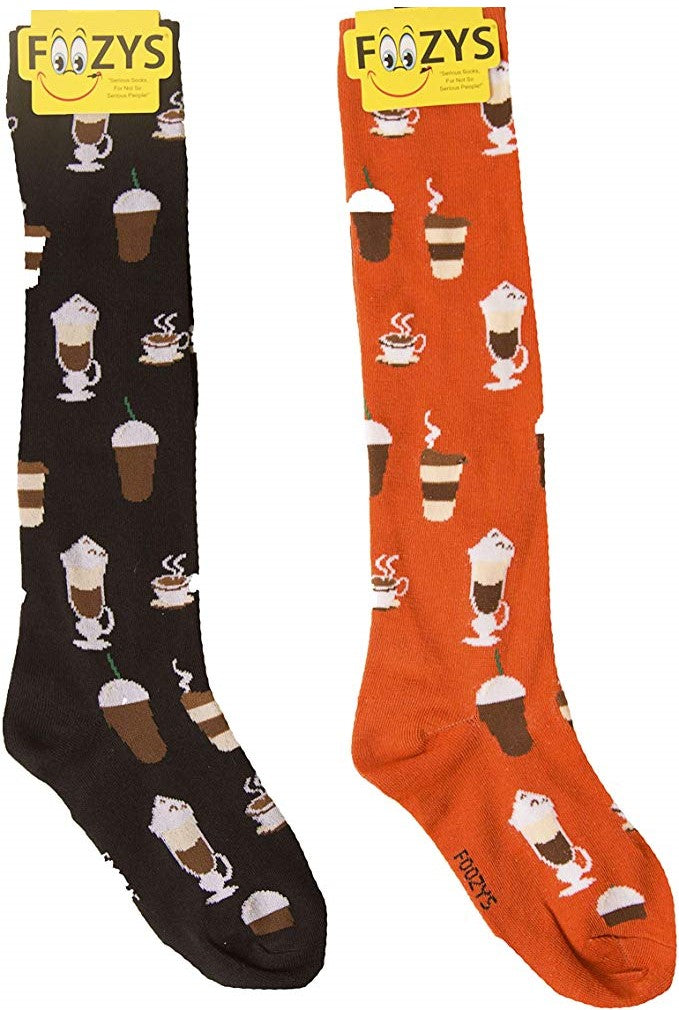 Coffee Time Expresso Cappuccino Latte Foozys Knee High Socks