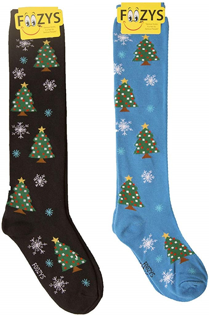 Christmas Trees & Snowflakes Foozys Knee High Socks