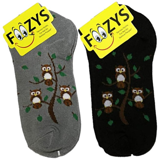 Owl Family Tree Foozys Ankle No Show Socks
