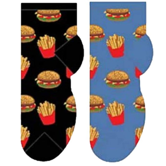Hamburgers & Fries Foozys Ankle No Show Socks