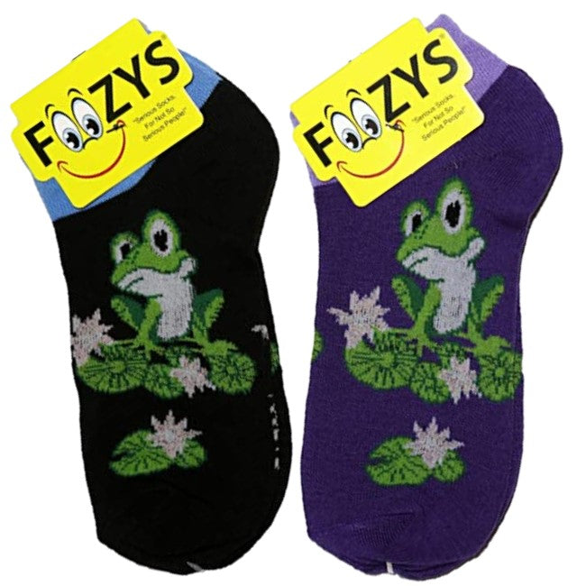 Frog On Lily Pad Foozys Ankle No Show Socks