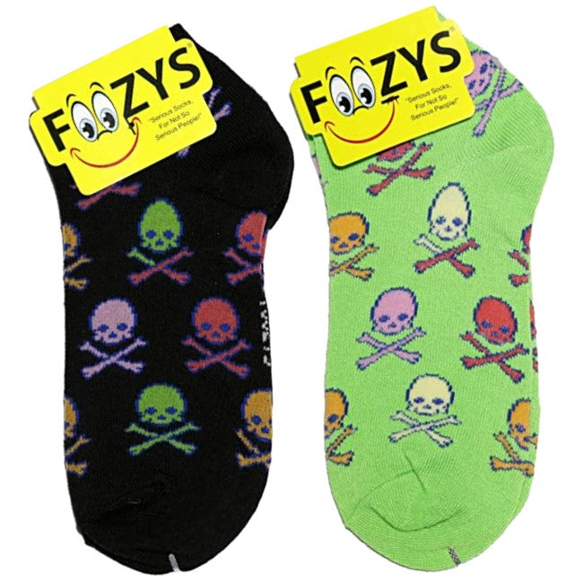 Colorful Skull & Crossbones Foozys Ankle No Show Socks