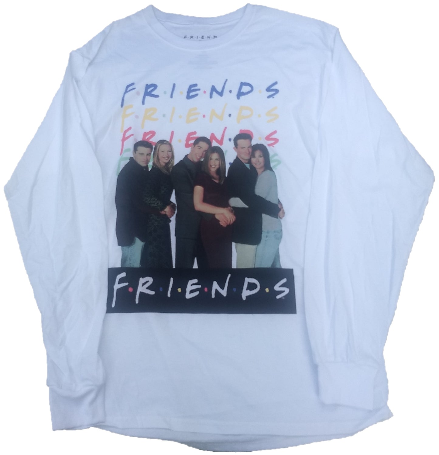 Friends Cast Photo Long Sleeve White T-Shirt
