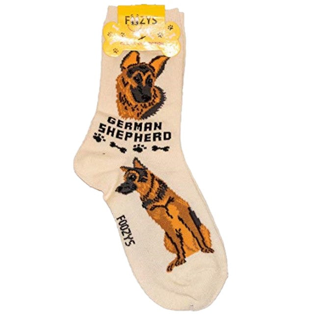 German Shepherd Foozys Canine Dog Crew Socks