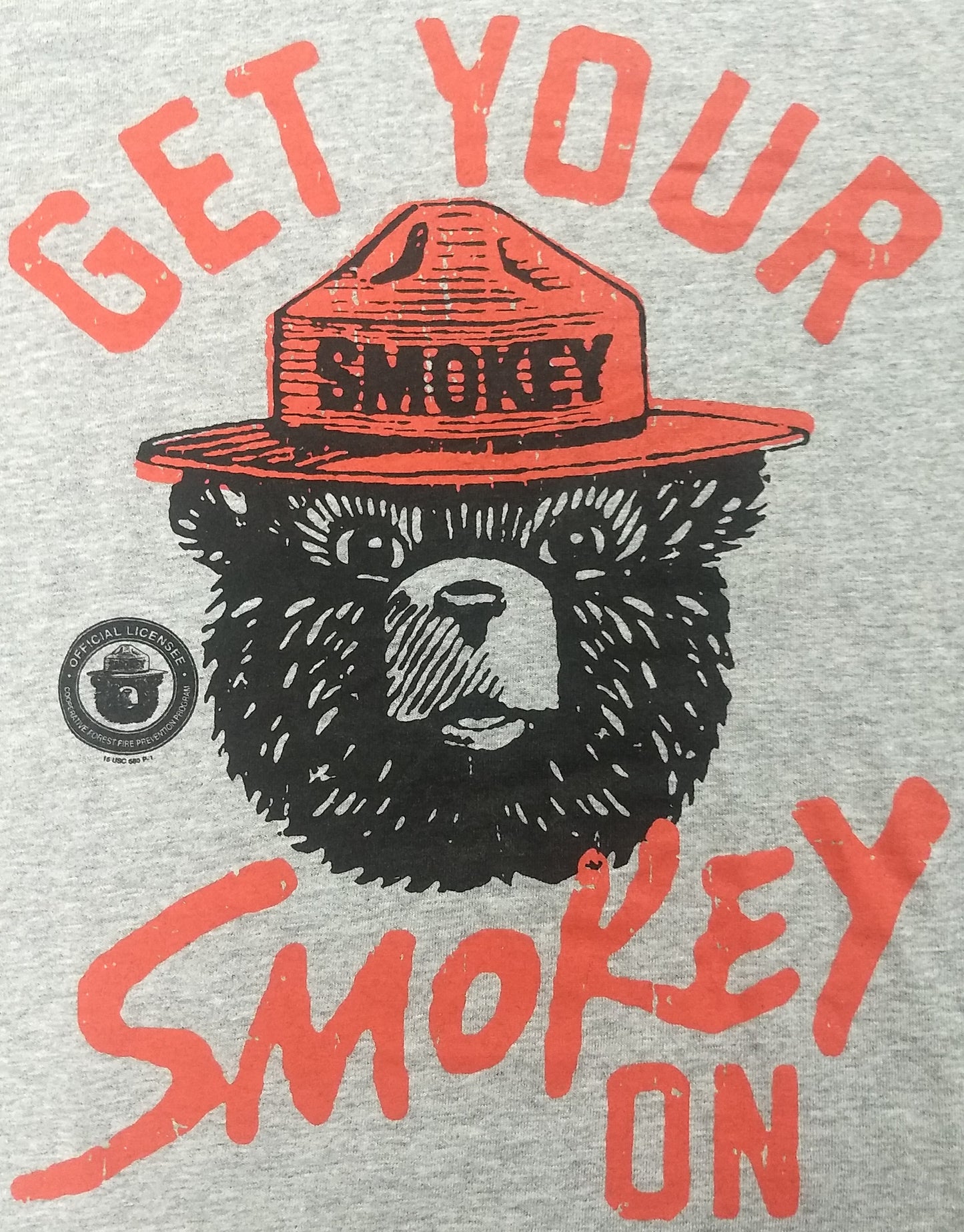 Get Your Smokey on Bear Fire Prevention Mens Grey T-Shirt