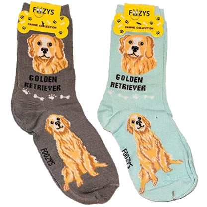 Golden Retriever Foozys Canine Dog Crew Socks