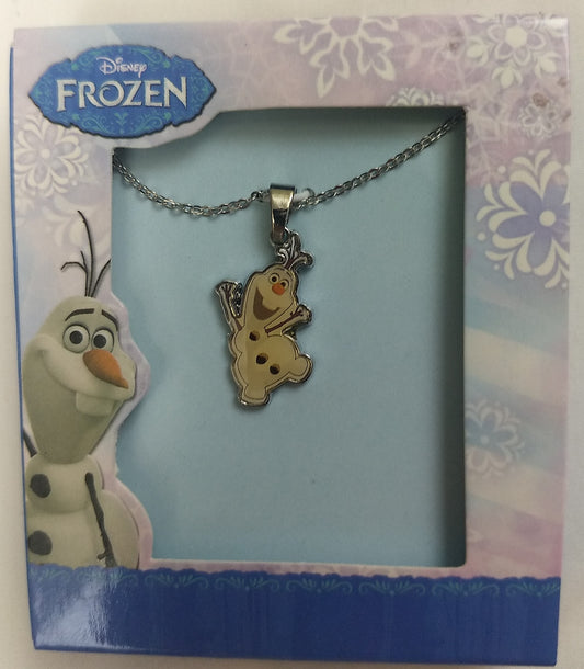 Disney Princess Olaf Snowman Pendant Necklace 16" Chain with 2" Extension