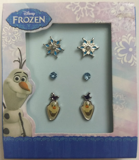 Disney Frozen Snowflake Olaf & Stud 3 Pack Earring Set